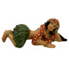 Mid-century Aloha Laying Hula Girl Ceramic Figurine w/ Red Flowers & Skirt