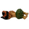 Mid-century Aloha Laying Hula Girl Ceramic Figurine w/ Red Flowers & Skirt
