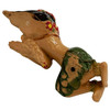 Mid-century Aloha Laying Hula Girl Ceramic Figurine w/ Red Flowers & Skirt