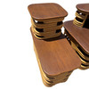 Mid-Century Two-Tier Stacked Rattan & Mahogany Costal Side & Corner Table Set