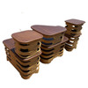 Mid-Century Two-Tier Stacked Rattan & Mahogany Costal Side & Corner Table Set