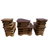 Mid-Century Two-Tier Stacked Rattan & Mahogany Costal Side & Corner Table Set