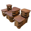 Mid-Century Two-Tier Stacked Rattan & Mahogany Costal Side & Corner Table Set