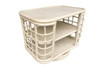 Restored White Cage Rattan Side Table Swivel Bookshelf