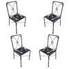 Scrolling Iron Patio/Outdoor Lounge Chair with Pad Seat, Set of Four