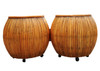 Restored Large 1940s Rattan and Mahogany Pumpkin Bar