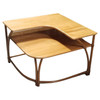 Restored MCM Maple & Faux Rattan "L" Shaped Corner Table by Heywood Wakefield