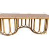 Restored Rattan and Mahogany Coffee Table with Wavy Base