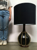 Large Midcentury Pottery Gold Tone Chain Lamps with Shade