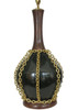 Large Midcentury Pottery Gold Tone Chain Lamps with Shade