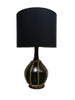 Large Midcentury Pottery Gold Tone Chain Lamps with Shade