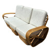 Restored Frankl Style Rattan Six-Strand Square Pretzel 3-Seater Sectional Sofa