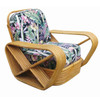 Restored Paul Frankl Style Six-Strand Square Pretzel Rattan Lounge Chair Ottoman