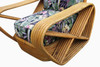 Restored Paul Frankl Style Six-Strand Square Pretzel Rattan Lounge Chair Ottoman