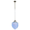Streamline Ceiling Pendant w Textured Blue Glass Stepped Glass Globe 4 Available