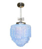 Streamline Ceiling Pendant w Textured Blue Glass Stepped Glass Globe 4 Available