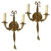 Vintage Pair of Solid Brass Wall-Mount Sconces.