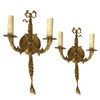 Vintage Pair of Solid Brass Wall-Mount Sconces.