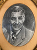 Mid-century Graphite Pencil Drawing of Clark Gable in Period Frame, Usigned