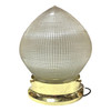 Mid-century Holophane Ceiling Light Teardrop Globe with Brass Fitter