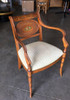 French Neoclassic Dining Chair with Hand-Painted Woven Wicker Back