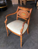 French Neoclassic Dining Chair with Hand-Painted Woven Wicker Back