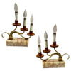 Hollywood Regency Three Candle Bakelite & Brass Table Lamp, Pair