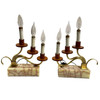 Hollywood Regency Three Candle Bakelite & Brass Table Lamp, Pair