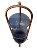 Costal Three Tiered Dark Stained Rattan Shelf w East Asian Motif Tops