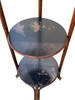 Costal Three Tiered Dark Stained Rattan Shelf w East Asian Motif Tops