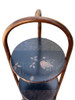 Costal Three Tiered Dark Stained Rattan Shelf w East Asian Motif Tops