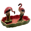 MCM California Pottery Ceramic Flamingo Figurine Set w/ Tropical Pond Tray