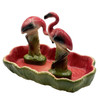 MCM California Pottery Ceramic Flamingo Figurine Set w/ Tropical Pond Tray