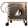 Mid-Century Aluminum Nautically Themed Bar Cart w/ Sailboat Cutouts, 2 Available