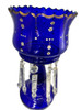 Victorian Cobalt Glass Hand-Cut and Gilded Luster Vase