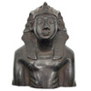 Hand Carved Ebony Wood King Tut Tutankhamen Pharaoh Bust Book Ends Signed 1974