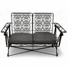 Wrought Iron Slider Rocking Chair & Settee Patio Outdoor Set w/ Scrolling Arms