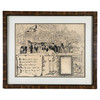 Vintage Framed Pen Drawn Cartoon by "Ole Olsen" from comedians "Olsen & Johnson"