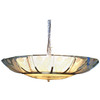 Modernist Tropical Etched Slat Glass Bowl Bronze Chandelier