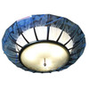 Modernist Tropical Etched Slat Glass Bowl Bronze Chandelier