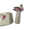 Mid-century Flamingo Ceramic Tabletop Salt & Pepper Shaker Set w/ Base