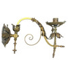 Electrified Late Victorian Baroque Casted Brass Gas Sconces w/ Shade, Pair