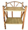 Restored Tiger Bamboo Two-Tier Short Shelf with Bottom Shelf