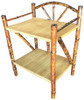 Restored Tiger Bamboo Two-Tier Short Shelf with Bottom Shelf
