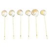 Set of Six Vintage Mother of Pearl Shell and Gold Appetizer Fondue Forks