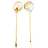 Set of Six Vintage Mother of Pearl Shell and Gold Appetizer Fondue Forks