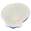 Large 8" Mid-century Rainbow Iridescent Ceramic Clam Shell Tropical Ashtray
