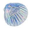 Large 8" Mid-century Rainbow Iridescent Ceramic Clam Shell Tropical Ashtray
