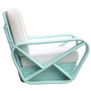 Restored Teal 6-Strand Square Pretzel Rattan Sofa & Lounge Chair Livingroom Se