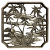 Mid-century Tropical Cranes in Water Scene Metal Wall Scupture by Syroco